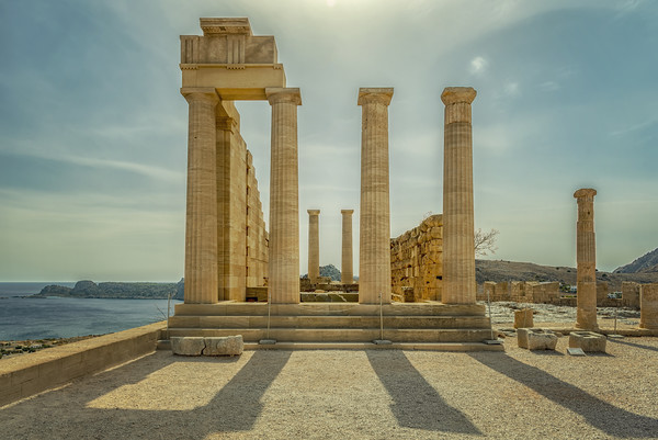 Rhodes Lindos Acropolis Temple Ruins Picture Board by Antony McAulay