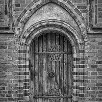 Buy canvas prints of Roskilde Cathedral Door Monochromatic by Antony McAulay