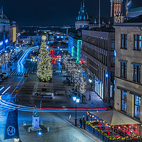 Buy canvas prints of Helsingborg Square Night Scene by Antony McAulay