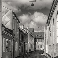 Buy canvas prints of Helsingor Narrow Street in Black and White by Antony McAulay