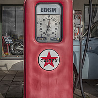 Buy canvas prints of Retro Petrol Pump and Garage by Antony McAulay