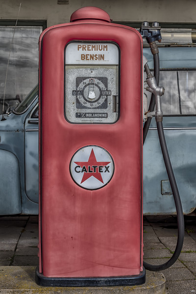 Retro Red Petrol Pump Picture Board by Antony McAulay