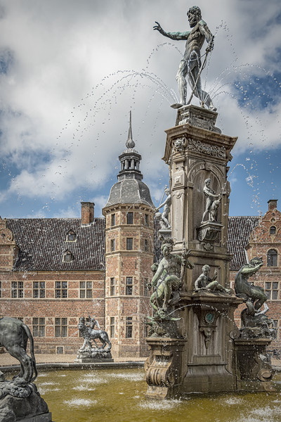 Frederiksborg Castle Neptune Fountain Left Side Picture Board by Antony McAulay