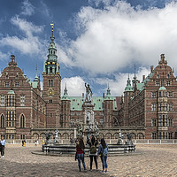 Buy canvas prints of Frederiksborg Castle with Tourists Taking Photos by Antony McAulay