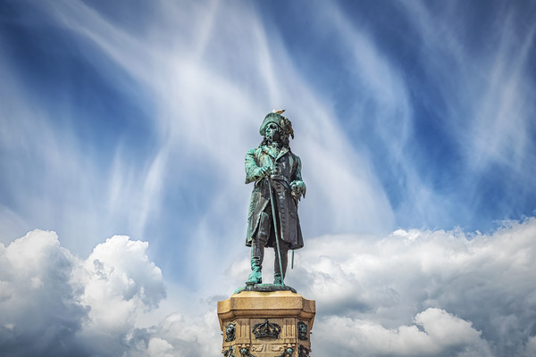 Karlskrona Stotorget King Karl XI Statue Picture Board by Antony McAulay