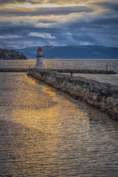 Trondheim Lighthouse at Sundown Picture Board by Antony McAulay