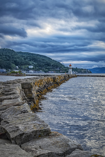 Trondheim Lighthouse at Sunset Portrait Picture Board by Antony McAulay