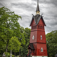 Buy canvas prints of Trondheim Tilfredshet Belltower and Graveyard by Antony McAulay