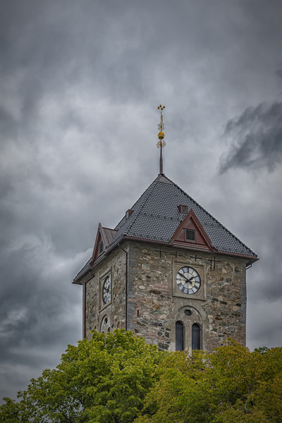Trondheim Var Frue Church Clock Tower Picture Board by Antony McAulay