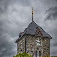 Buy canvas prints of Trondheim Var Frue Church Clock Tower by Antony McAulay