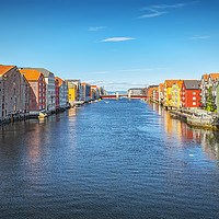Buy canvas prints of Trondheim River Nidelva Dockside Warehouses Classi by Antony McAulay