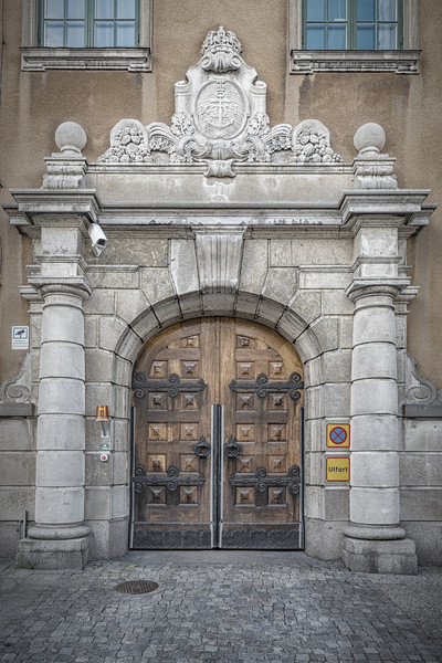 Karlskrona Town Hall Side Door Picture Board by Antony McAulay