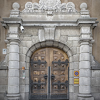 Buy canvas prints of Karlskrona Town Hall Side Door by Antony McAulay