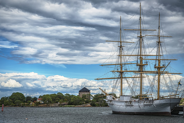 Karlskrona Naval Museum Tallship Landscape Picture Board by Antony McAulay