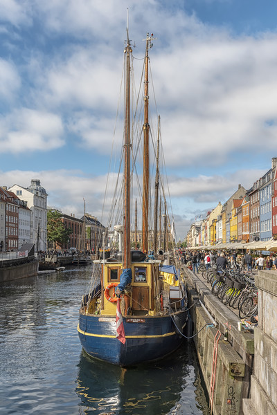 Copenhagen Nyhavn District Fishing Boat Picture Board by Antony McAulay