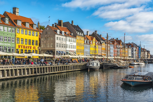 Copenhagen Nyhavn District on a Sunny Day Picture Board by Antony McAulay