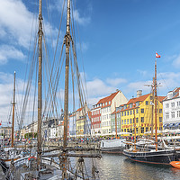 Buy canvas prints of Copenhagen Nyhavn District with Foreground Tallshi by Antony McAulay