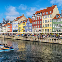 Buy canvas prints of Copenhagen Nyhavn District with River Bus by Antony McAulay