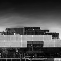 Buy canvas prints of Copenhagen Blox Building Facade Mono by Antony McAulay