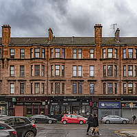Buy canvas prints of Glasgow Sandstone Tenement With Shops by Antony McAulay