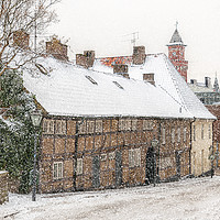 Buy canvas prints of Helsingborg Wintry Old Town Building by Antony McAulay