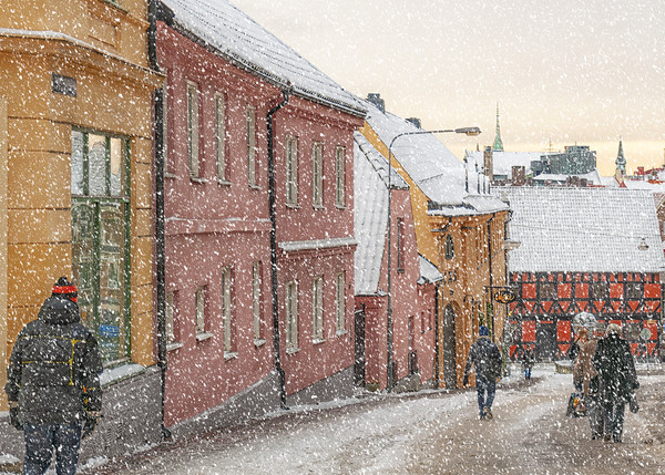 Helsingborg Wintry Old Town Streets Picture Board by Antony McAulay