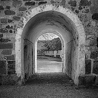Buy canvas prints of Borgeby Castle  Gate in Black and White by Antony McAulay