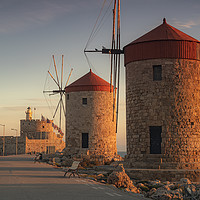 Buy canvas prints of Rhodes Windmills and Fort Path Side by Antony McAulay