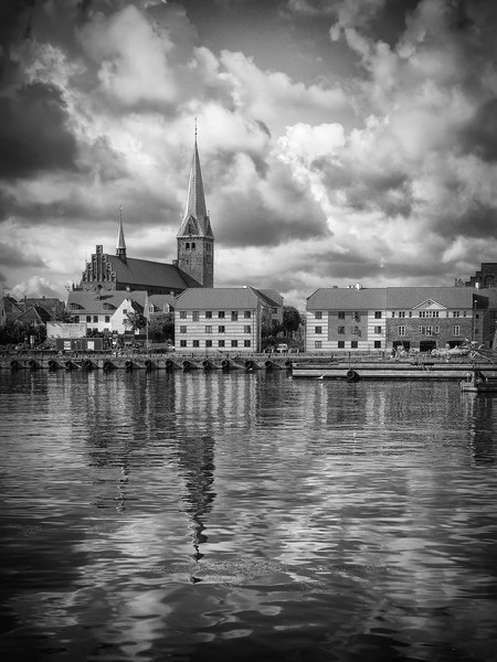 Helsingor Cityscape in Black and White Picture Board by Antony McAulay
