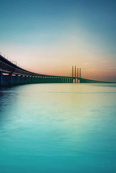 Oresunds Bridge at Dusk Picture Board by Antony McAulay