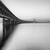 Buy canvas prints of Oresunds Bridge at Sunset in Black and White by Antony McAulay