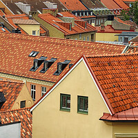 Buy canvas prints of Helsingborg Elevated View of its Rooftops by Antony McAulay