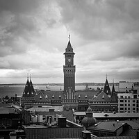 Buy canvas prints of Helsingborg Town Hall in Black and White by Antony McAulay