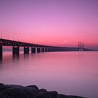 Buy canvas prints of Oresunds Bridge at Sunset with Panoramic Shoreline by Antony McAulay