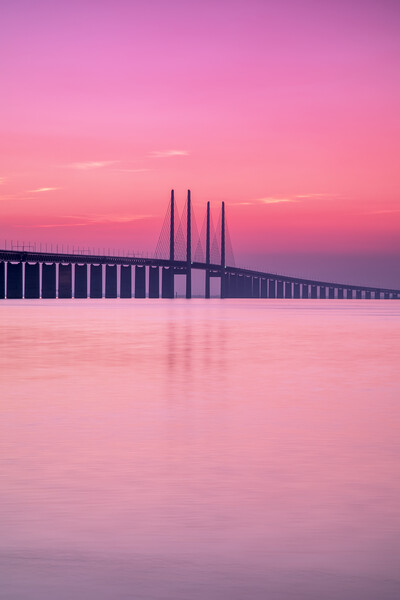 Oresunds Bridge Central Section at Sunset Picture Board by Antony McAulay