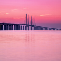 Buy canvas prints of Oresunds Bridge Central Section at Sunset by Antony McAulay