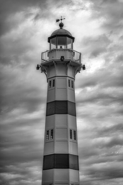 Malmo Harbour Lighthouse in Black and White Picture Board by Antony McAulay