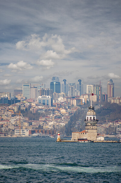 Istanbul Maidens Tower Lighthouse Skyline Picture Board by Antony McAulay