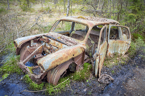 Kirkoe Mosse Bilkyrkogard Swamped Wreckage Picture Board by Antony McAulay