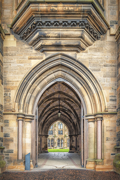Glasgow University Cloisters Through the Arches Picture Board by Antony McAulay