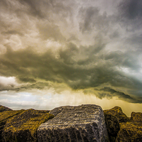 Buy canvas prints of  Storm over Sea Defences by jon  Roberts