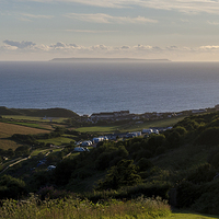 Buy canvas prints of  Woolacombe Town, Sea Front & Lundy Isle by Ben Kirby