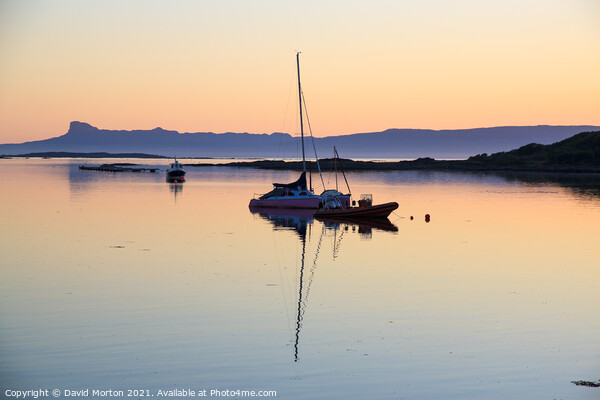 Yacht at Sunset off Arisaig Picture Board by David Morton