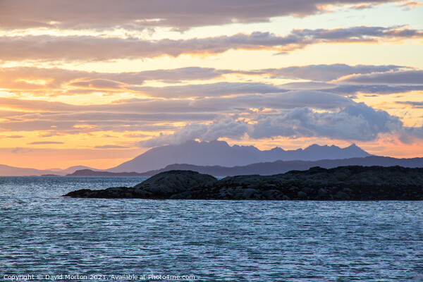 Cuillin Mountains Silhouetted at Sunset Picture Board by David Morton
