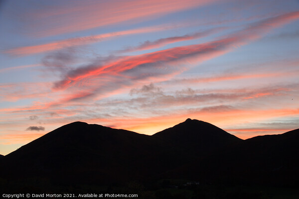 Derwent Fells Silhouetted against the Evening Sky Picture Board by David Morton
