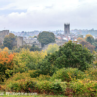 Buy canvas prints of Ludlow Castle and St Laurence Church from Whitcliffe viewpoint in the autumn by David Morton