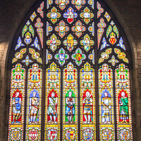 Buy canvas prints of St Laurence Church Ludlow Stained Glass Window by David Morton