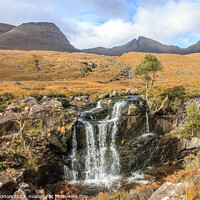 Buy canvas prints of Waterfall in Coire MhicNobaill, Torridon. by David Morton