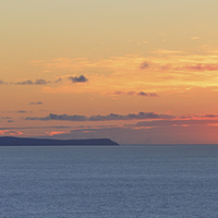 Buy canvas prints of  Lundy Island from Saunton Down at Sunset by David Morton