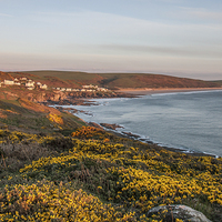 Buy canvas prints of  Woolacombe from Morte Point by David Morton